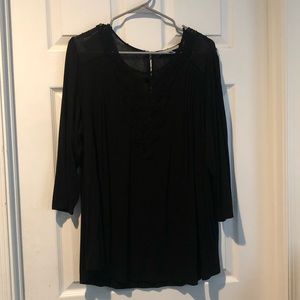 Stitch fix - Daniel Rainn Black top, sheer detail in back size 1x